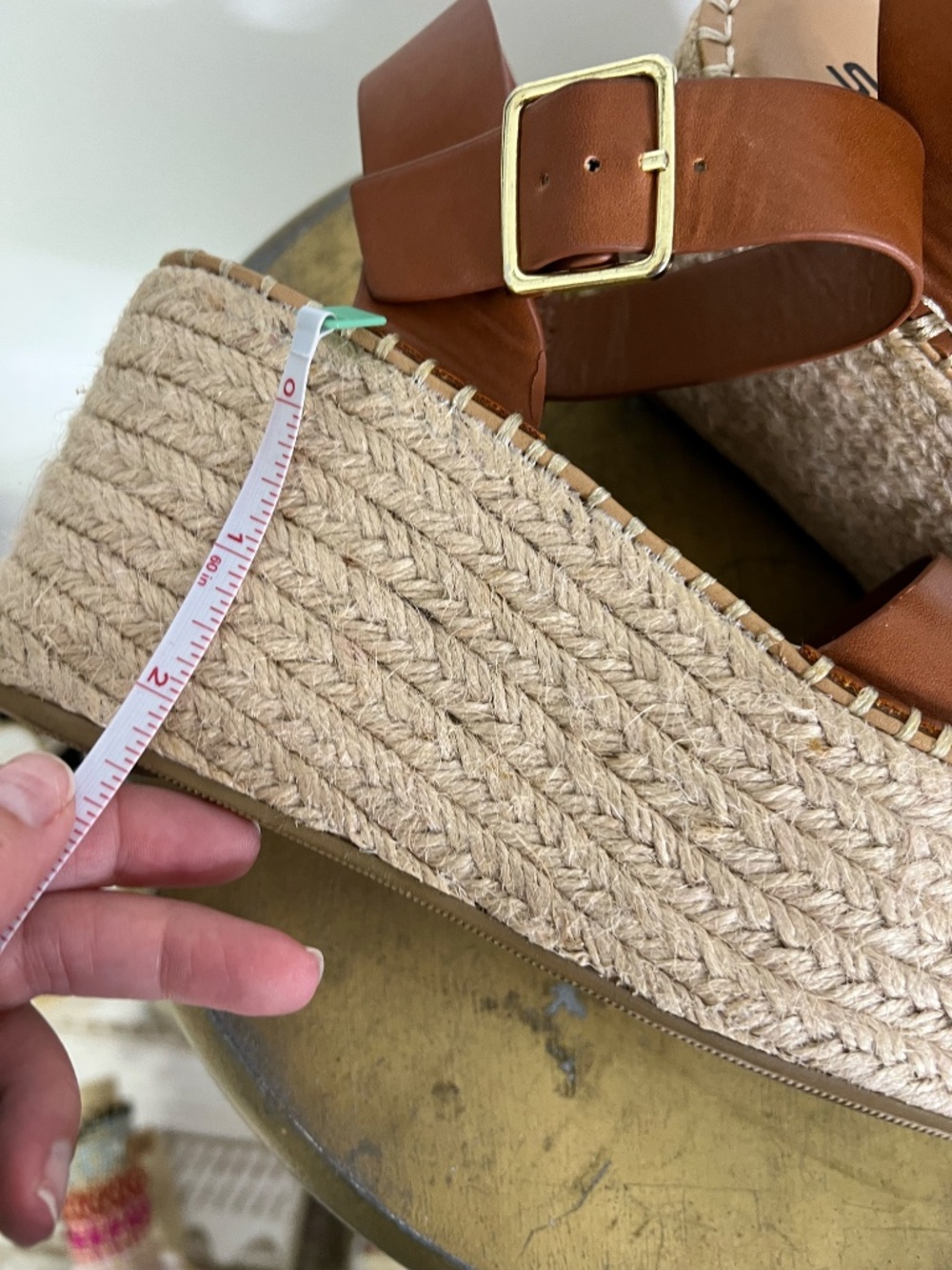 🤎 Soda Cognac Espadrille Wedge Sandals Size 7 - Picture 6 of 7